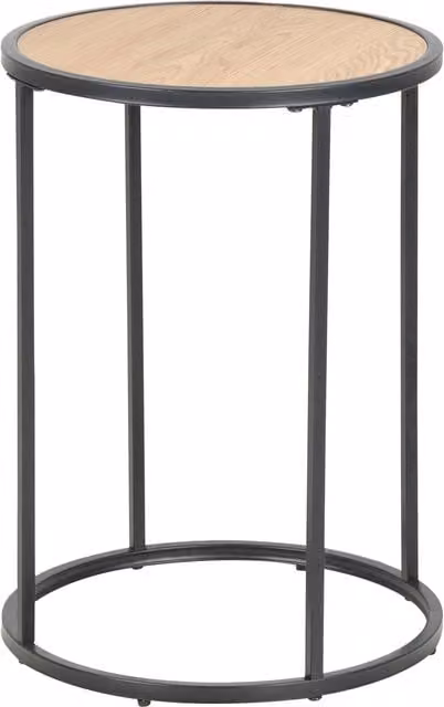 Furniture To Go Seaford Round Side Table with Black Metal Legs and Oak Top – 1
