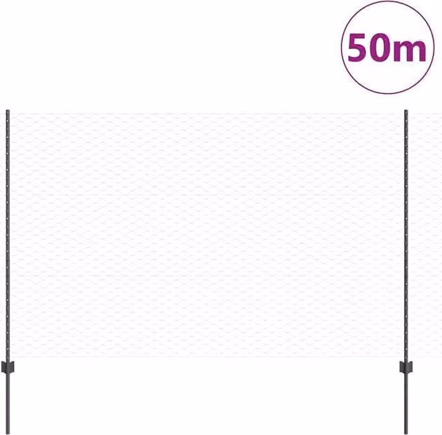 vidaXL 22-Piece Grey Steel U-Channel Hexagon Fence Posts, Height: 150 cm – 1