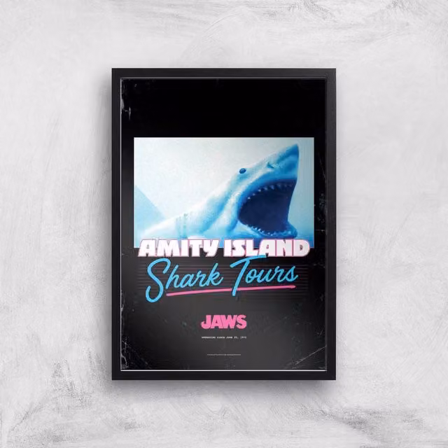 Jaws Amity Island Shark Tours Multicolour Giclee Art Paper Poster, A2