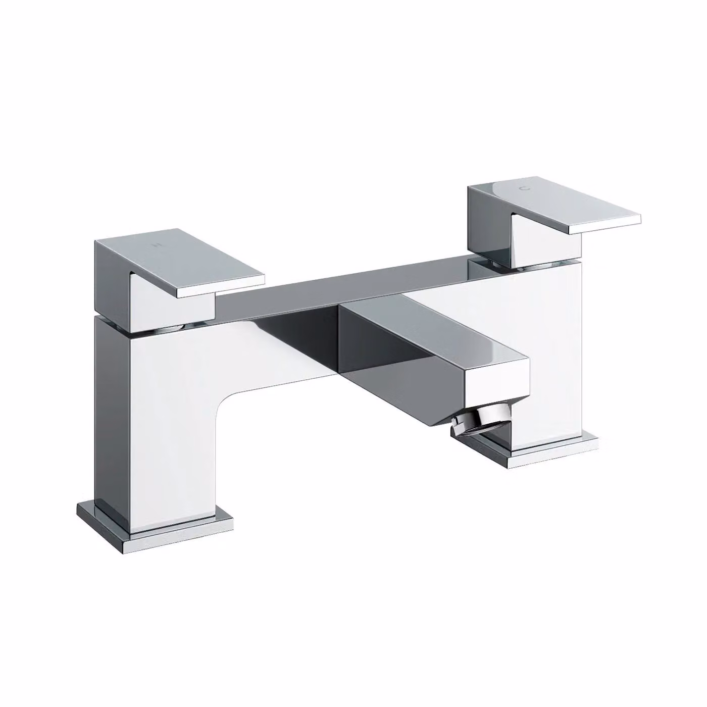 Nes Home Chrome Modern Twin Lever Square Bath Filler Tap in Silver – 2