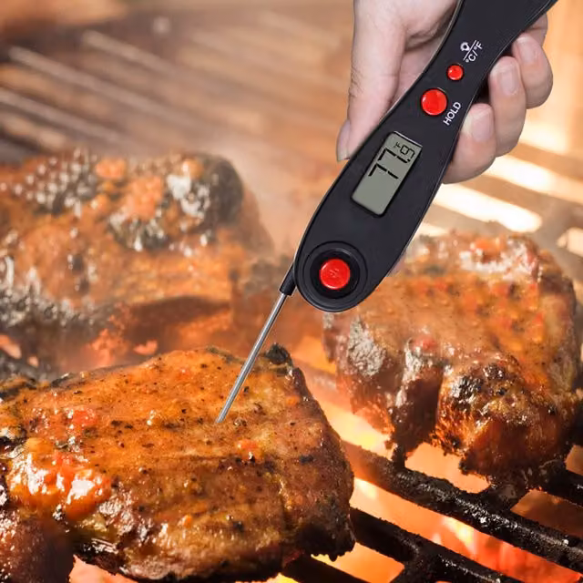 Livingandhome Digital Instant Read Meat Thermometer in Black