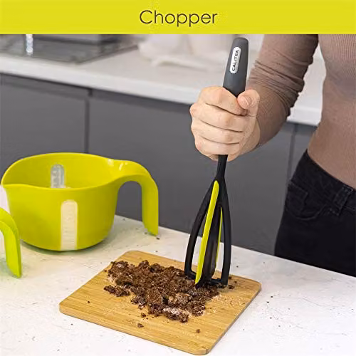 Calitek 3 in 1 Whisk Spatula and Dough Scraper with Silicone Head in Green and Grey – 2