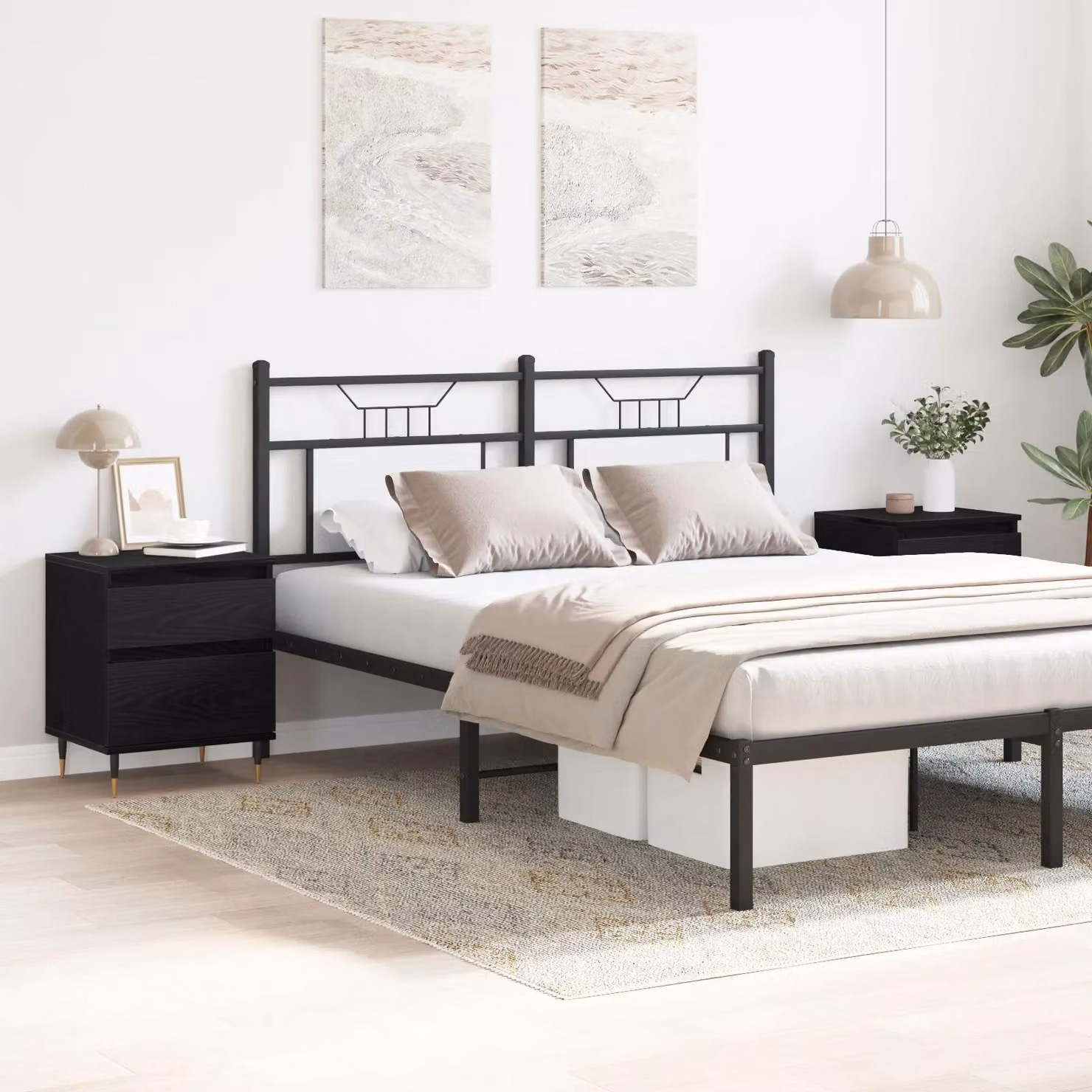 Berkfield Home Set of 2 Black Oak Bedside Cabinets, W/D/H: 40 x 35 x 50 cm – 3