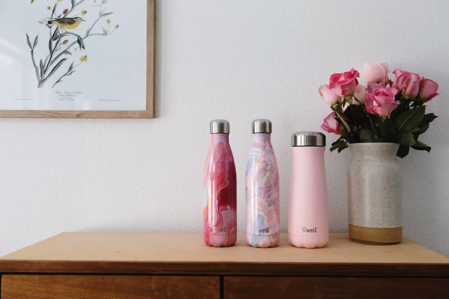 S'well Rose Agate Vacuum-Insulated Stainless Steel Water Bottle, Pink, 500ml – 4