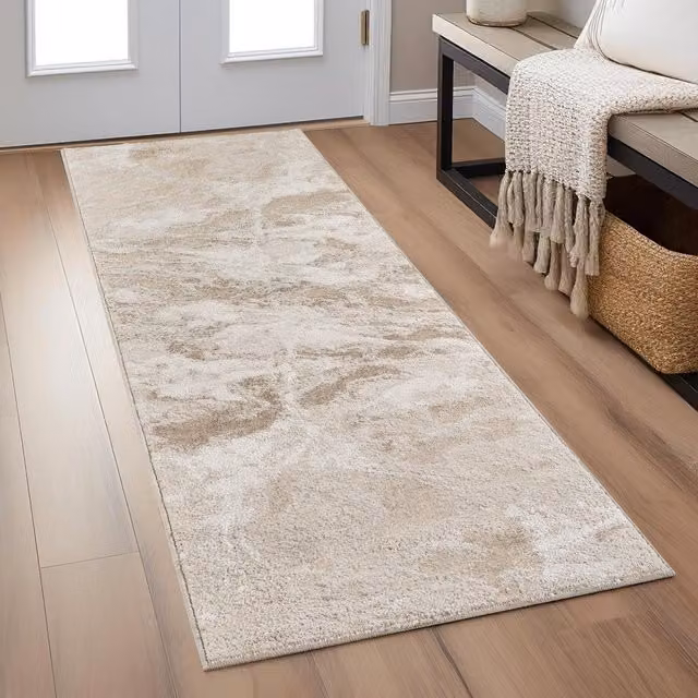 Elysium Modern Abstract Living Room Area Rug in Nebula Pearl, W: 220 cm, D: 60 cm