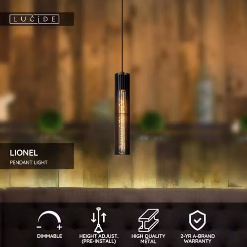 Lucide Lionel Dimmable Adjustable Height Cylinder Pendant Light in Black – 2