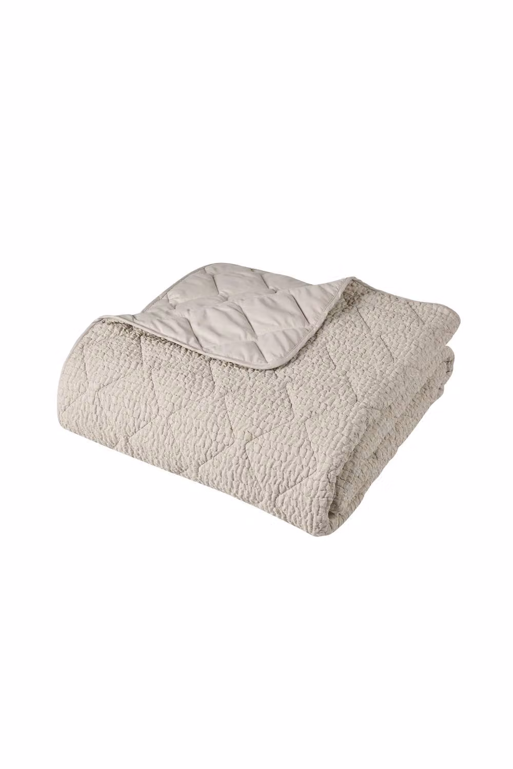 Catherine Lansfield Crinkle Seersucker Texture Bedspread in Natural Beige/Sand – 2