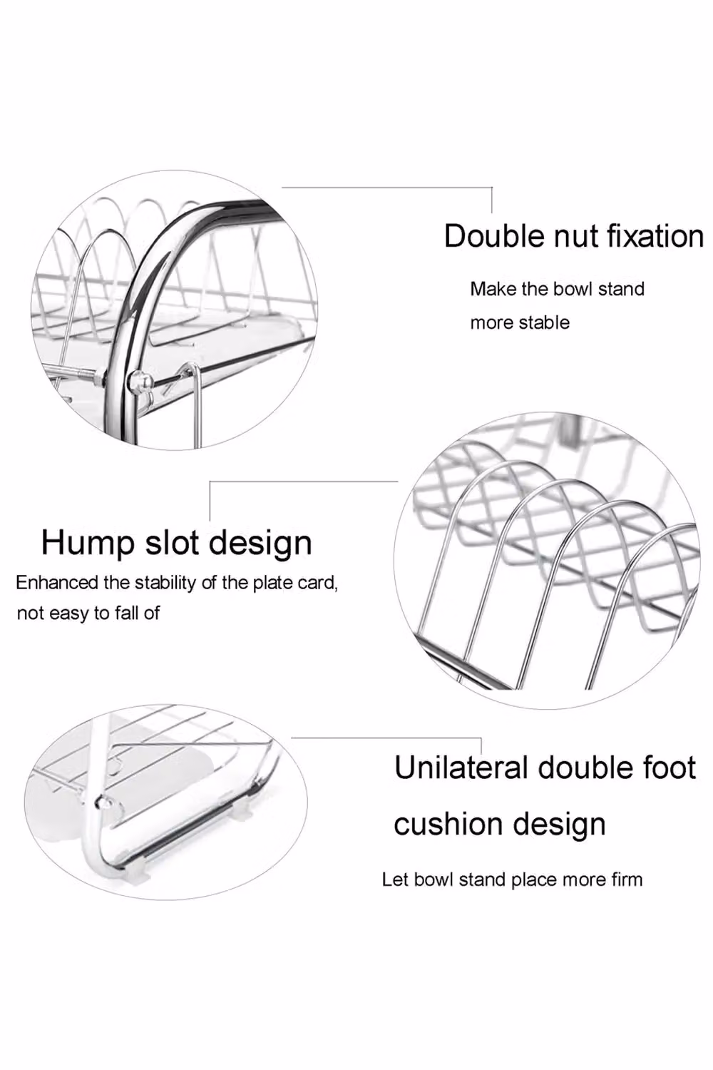 H&O Direct 3 Tier Dish Drainer Rack with Drip Tray in Silver – 2