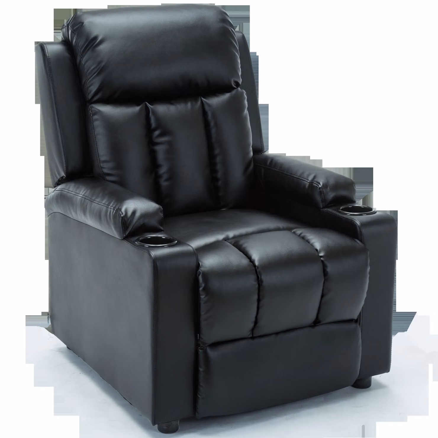 More4Homes Studio Black Synthetic Leather Manual Recliner Armchair with Drink Holders – 3