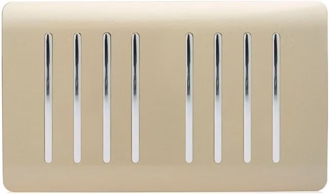 Trendi Modern Glossy 8 Gang 2 Way Rocker Double Plate Tactile Light Switch in Black and Gold