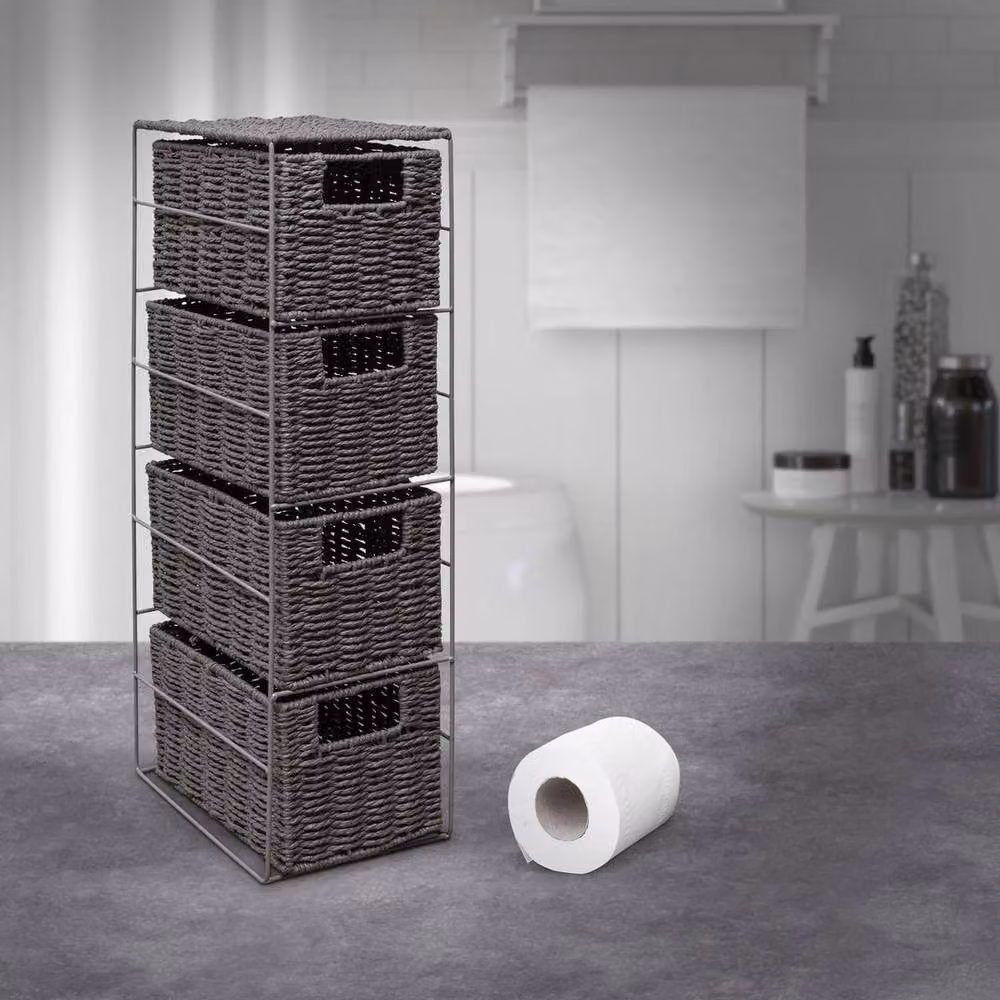 EONLION 4 Drawer Grey Paper Rope Storage Unit for Bathroom – 5