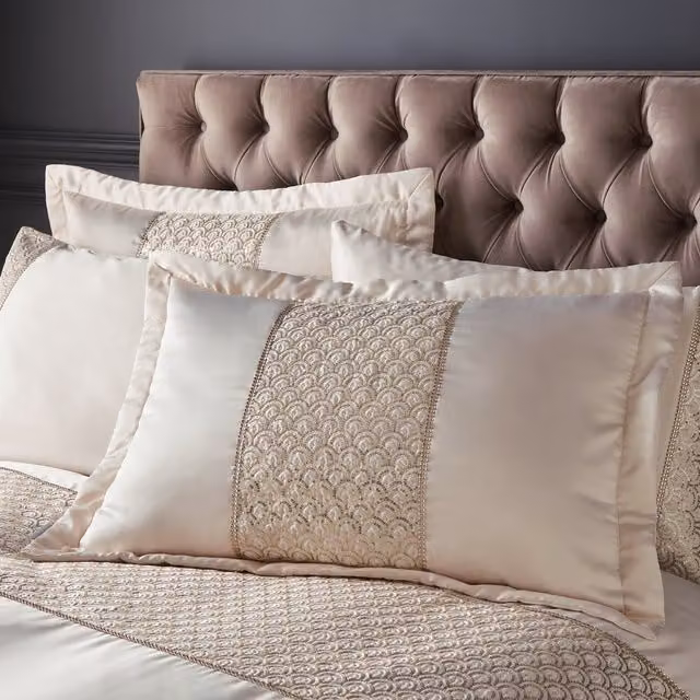 Catherine Lansfield Deco Sequin Pillow Protectors, Pair, Champagne