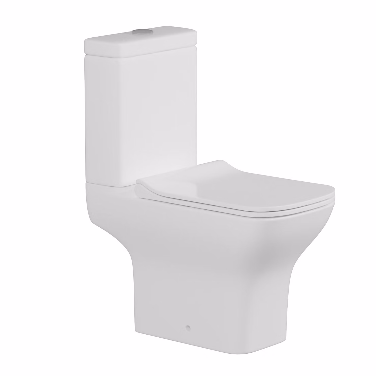 Royal Bathrooms Qubix White Ceramic Rimless Close Coupled Toilet with Cistern and Slim Soft Close Seat