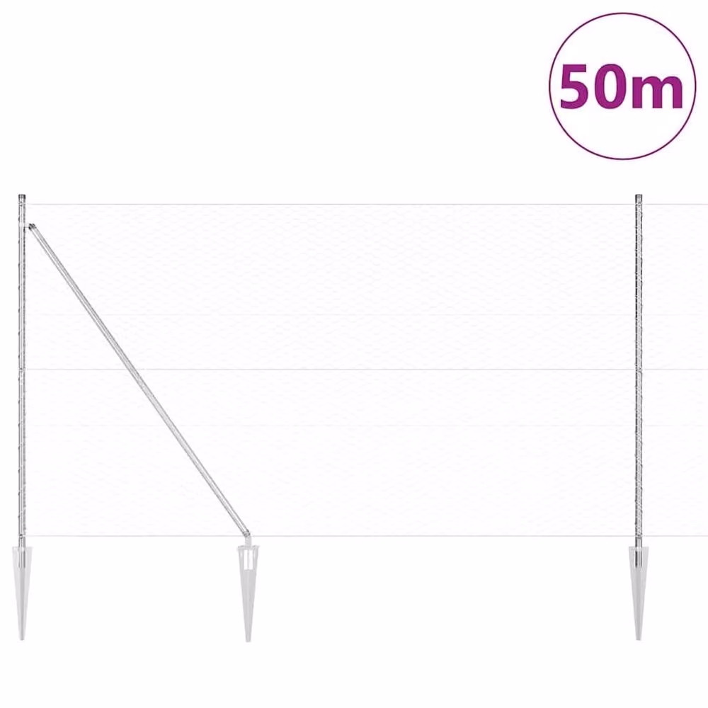 Berkfield Home Silver Galvanised Steel Hexagon Fence, H: 150 cm x W: 50 m – 2