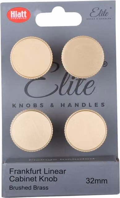 Elite Knobs & Handles Frankfurt Linear Cabinet Knobs in Brushed Brass