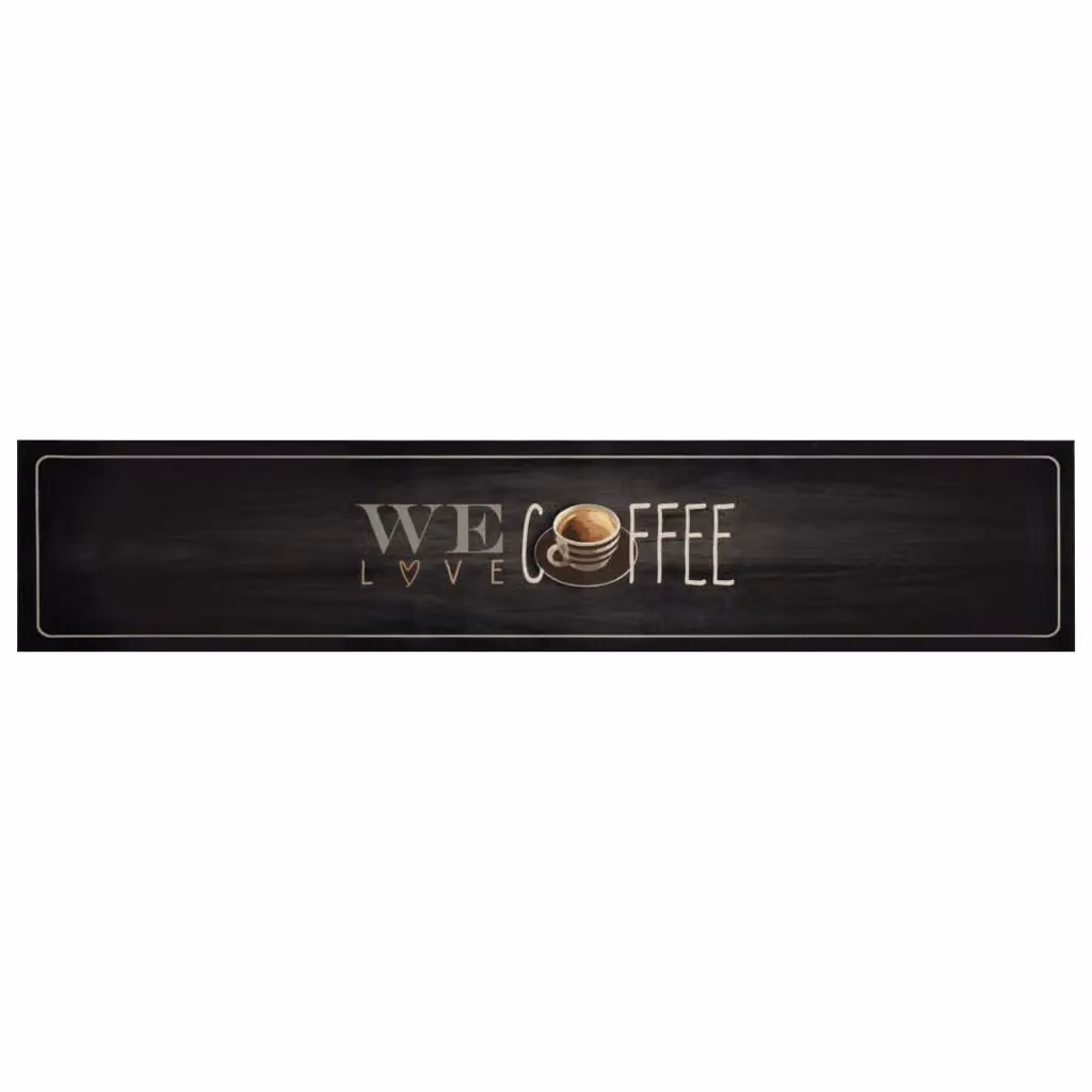 Berkfield Home Washable Coffee Text Kitchen Rug in Black, W/D/H: 60 x 300 cm – 2