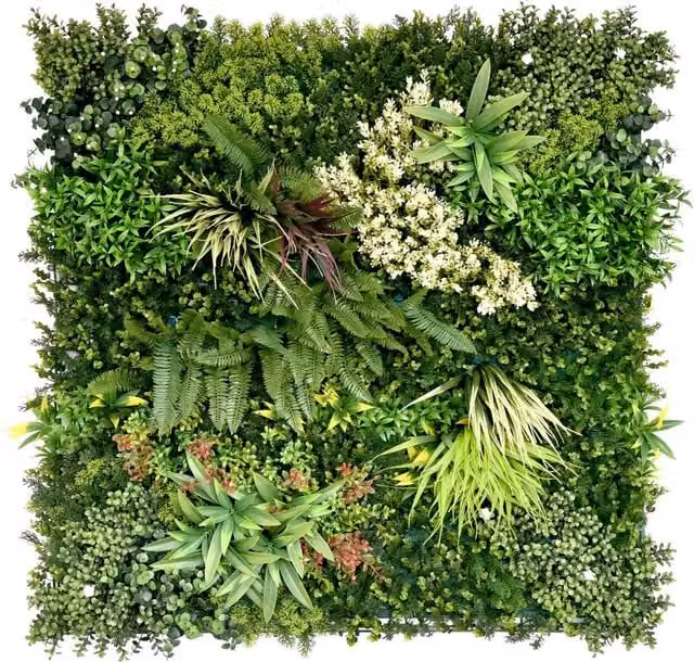True Products Premium Artificial Living Gala C Green Floral Wall Panel, W: 1 m, H: 1 m