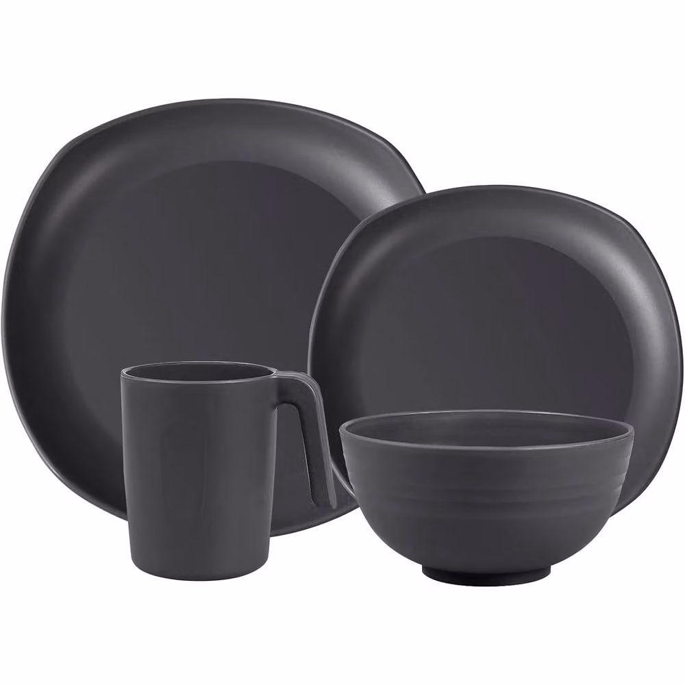 Greentainer Unbreakable Lightweight Plastic Dinnerware Set for 4 in Grey – 4