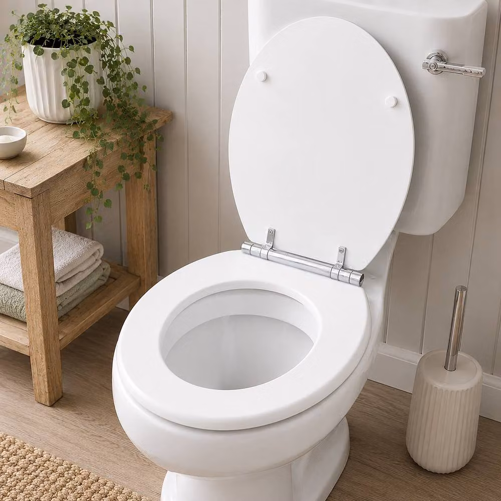 Marco Paul White Oval MDF Toilet Seat with Soft Close and Quick Release Function – 4