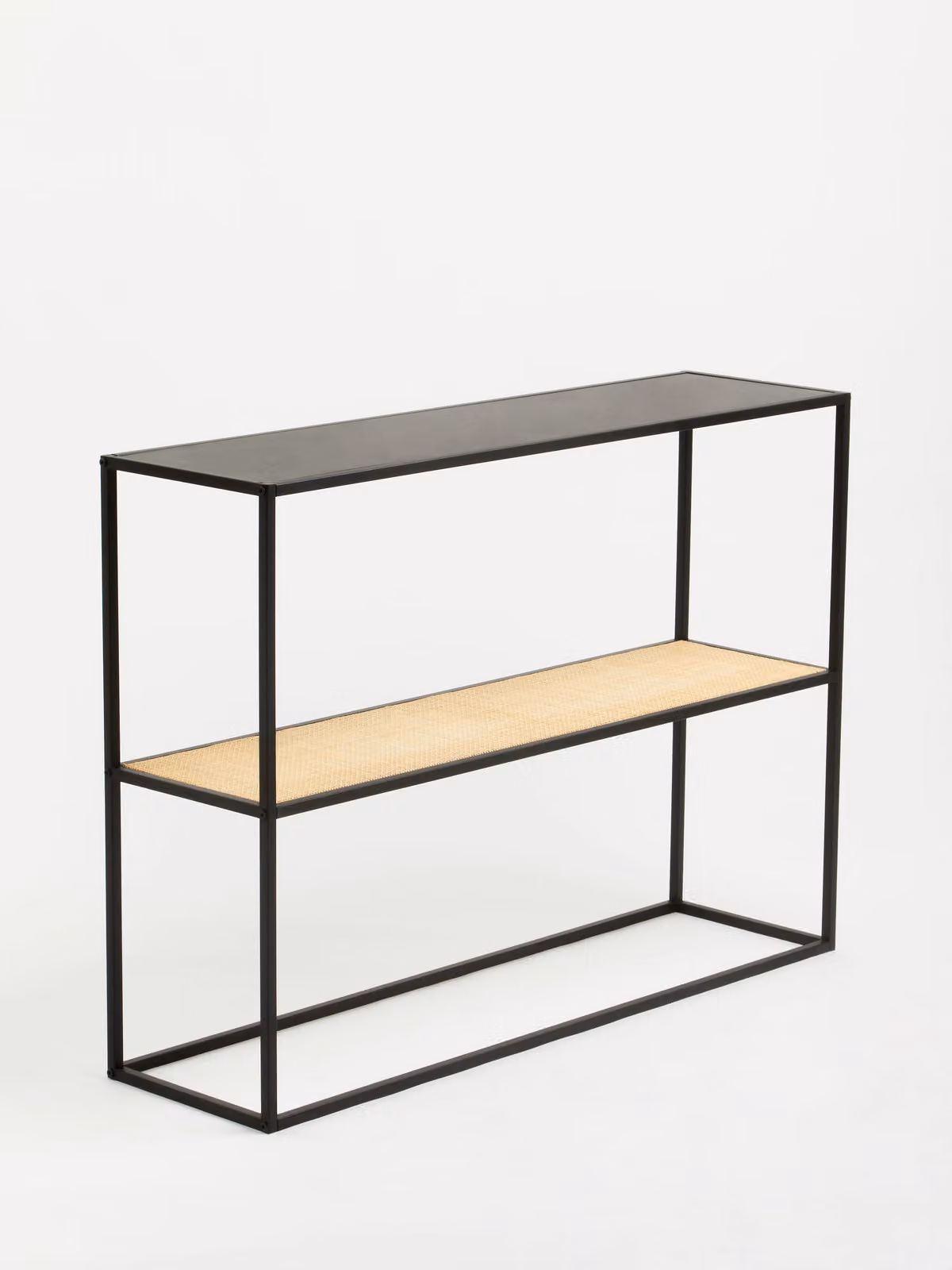 Orsina Minimalist Rectangular Console Table in Black Metal and Rattan, W/D/H: 110 x 80 x 30 cm – 3