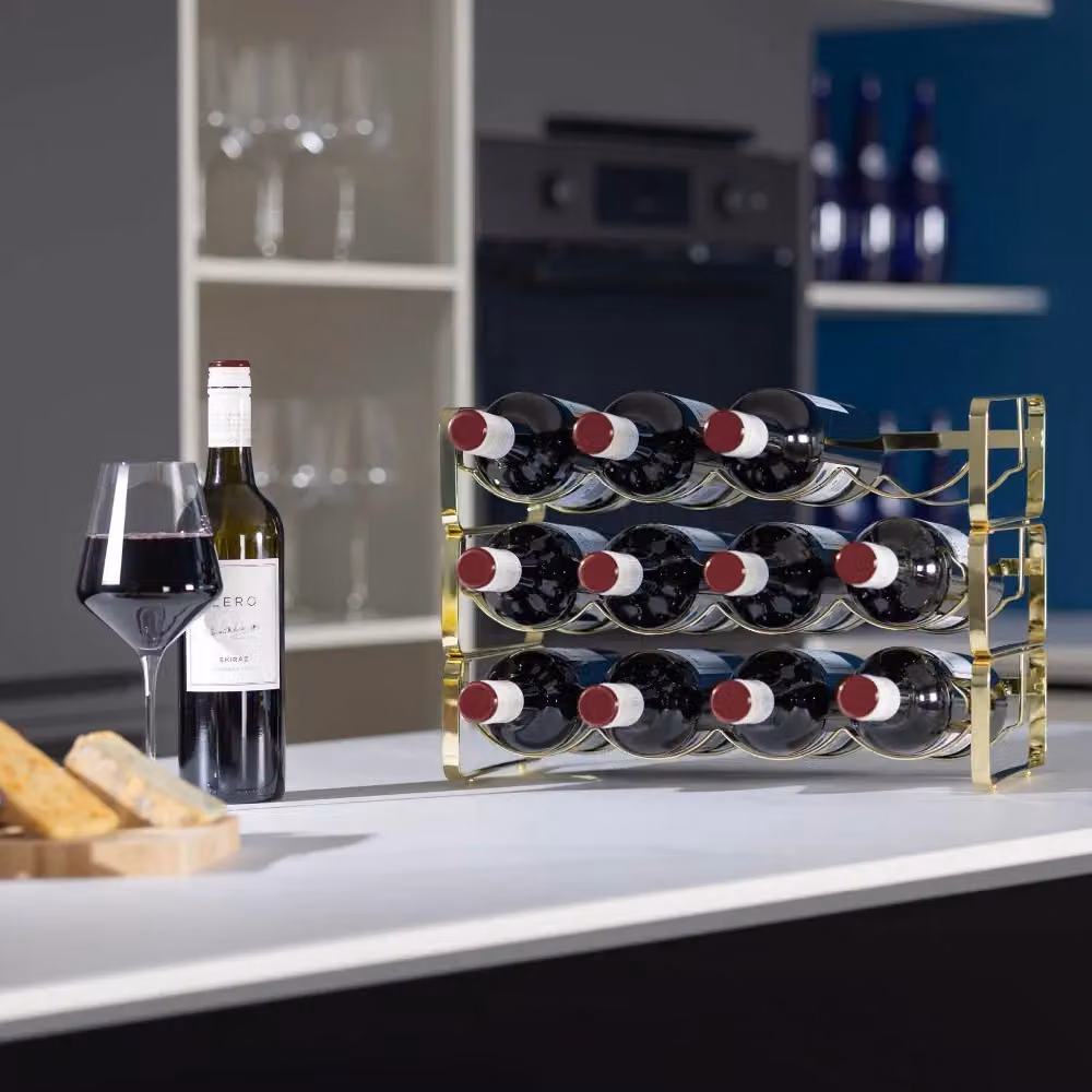 LIVIVO Elegant Stackable Metal Wine Shelf Rack, Set of 2, Gold and Silver – 8