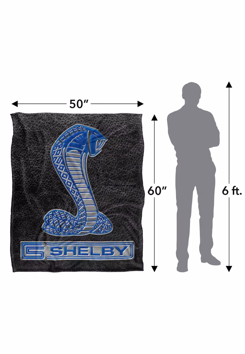 LOGOVISION Shelby Cobra Metal Cobra Super Soft Microfibre Fleece Throw Blanket in White, W/D/H: 152 x 127 cm – 7