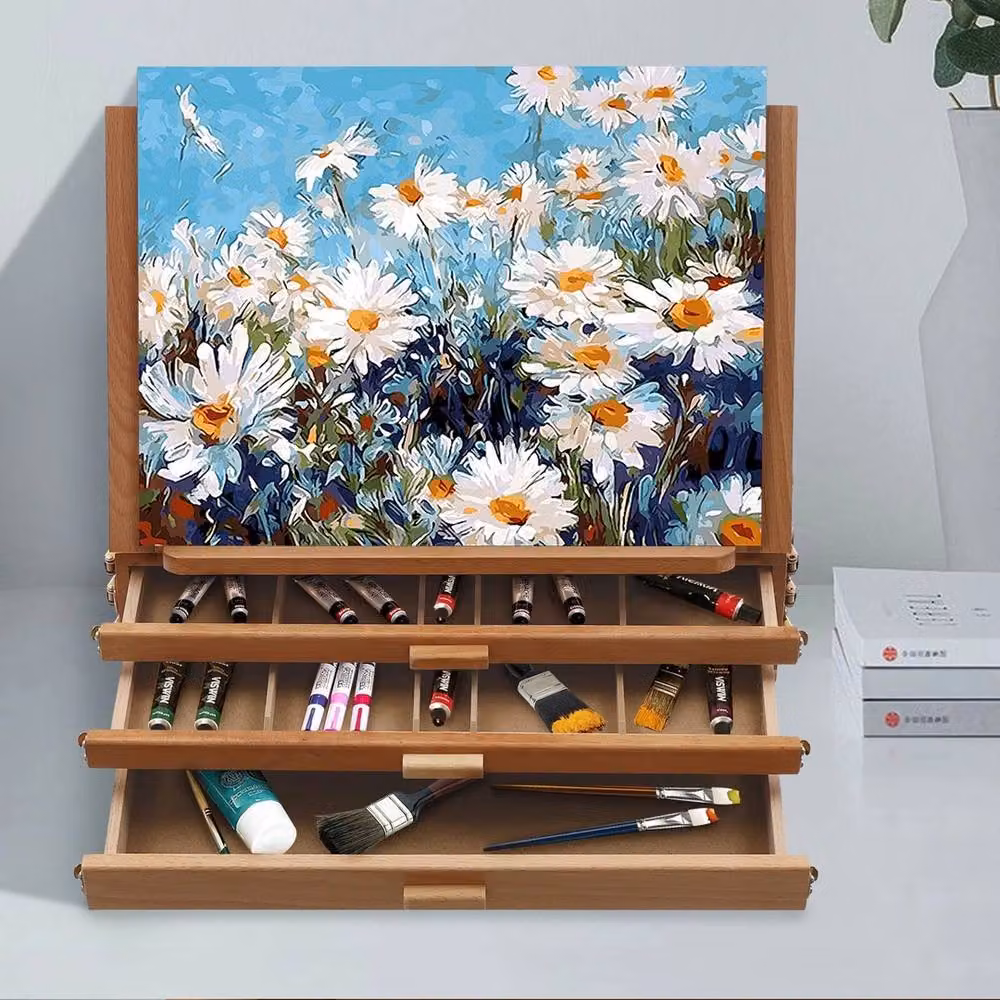 Ventryn Adjustable Easel Stand with Brown Drawer Storage Box – 2