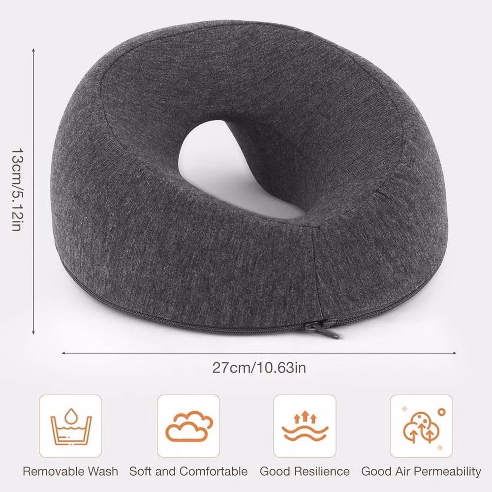 PAWNORA Ergonomic Memory Foam Lying Down Pillow in Grey with Removable Machine Washable Cover – 2