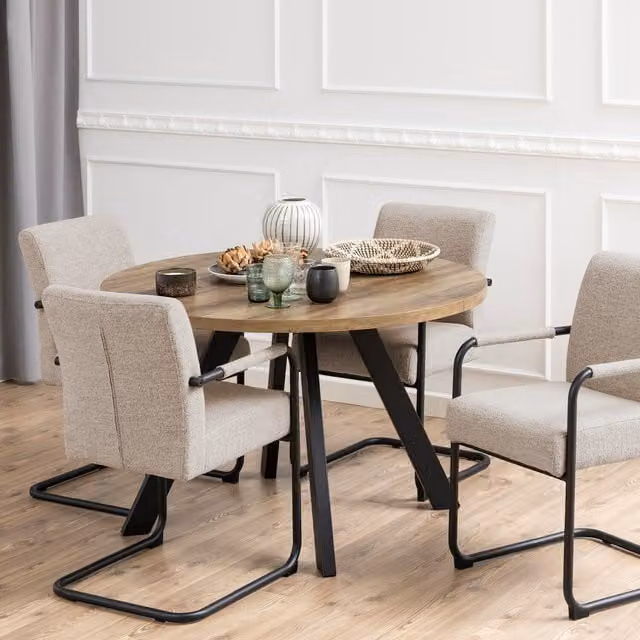 Furniture To Go Zalida Round Extendable Dining Table in Oak Finish