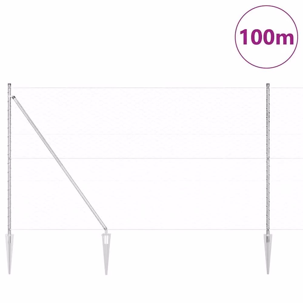 Berkfield Home Hexagon Fence in Silver Galvanised Steel, 1.5 m x 100 m – 2
