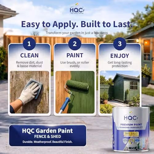 HQC Paints Quick-Drying Weatherproof Wood Paint for Sheds and Fences, Green, 1 l – 6