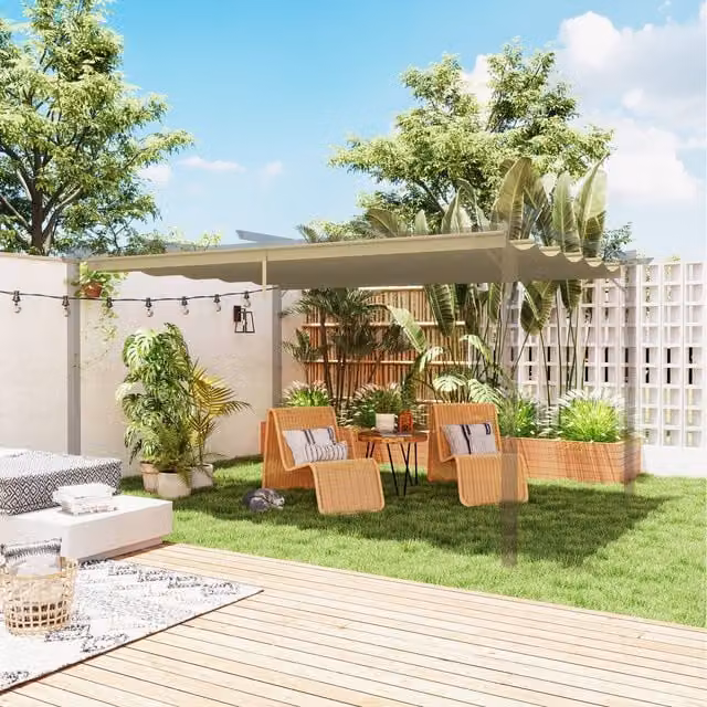 Outsunny Replacement Pergola Cover in Beige Polyester