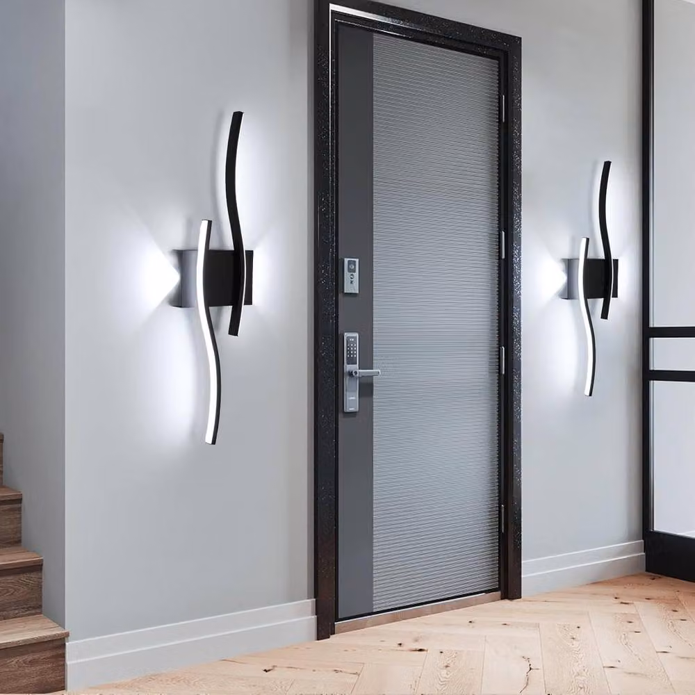 Goeco Modern Black LED Indoor Wall Light with Up and Down Lighting for Bedroom or Hallway – 2