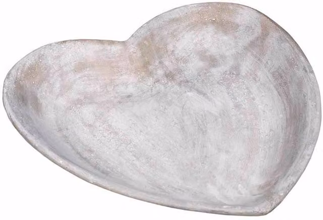Lemon Pavilion Stone Heart Decorative Trinket Dish in Grey and White