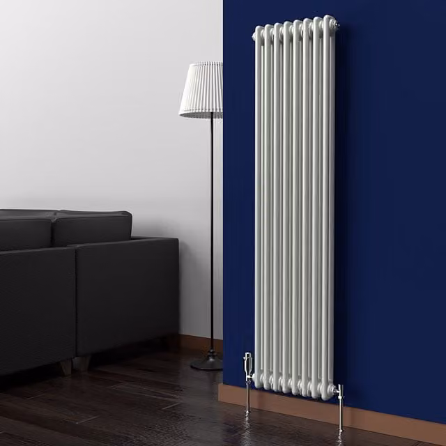 Lux Heat Vertical Coloured Column Radiator in Dove Grey, H 150 cm x W 38 cm