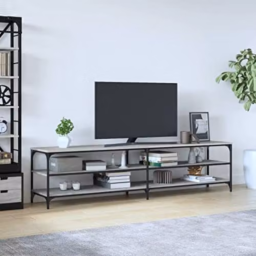 vidaXL Industrial Style TV Cabinet in Brown, Wood and Metal, W: 200 cm, D: 50 cm, H: 50 cm – 2