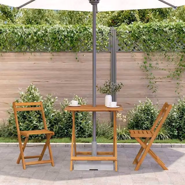 Berkfield Home Durable Folding Garden Table in Brown Solid Acacia Wood W/D/H: 70 x 70 x 75 cm – 1