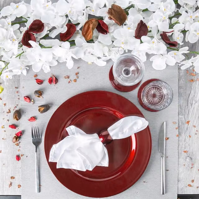 Argon Tableware Red Metallic Melamine Charger Plates, Set of 6