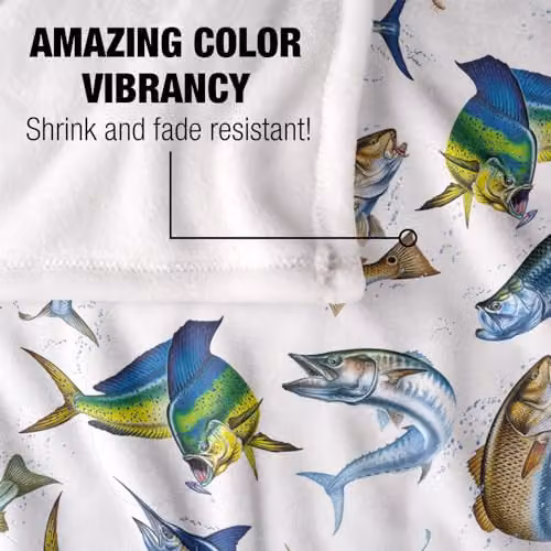 JQ Licensing Saltwater Gamefish Silky Touch Super Soft Fleece Throw Blanket, Multicolour, W: 91 cm, D: 147 cm – 2
