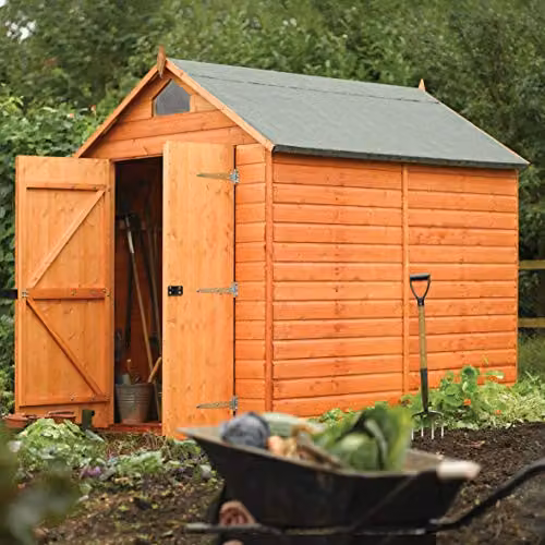 Rowlinson Brown Wood Security Shed with Double Doors, W/D/H: 194.5 x 246 x 232 cm