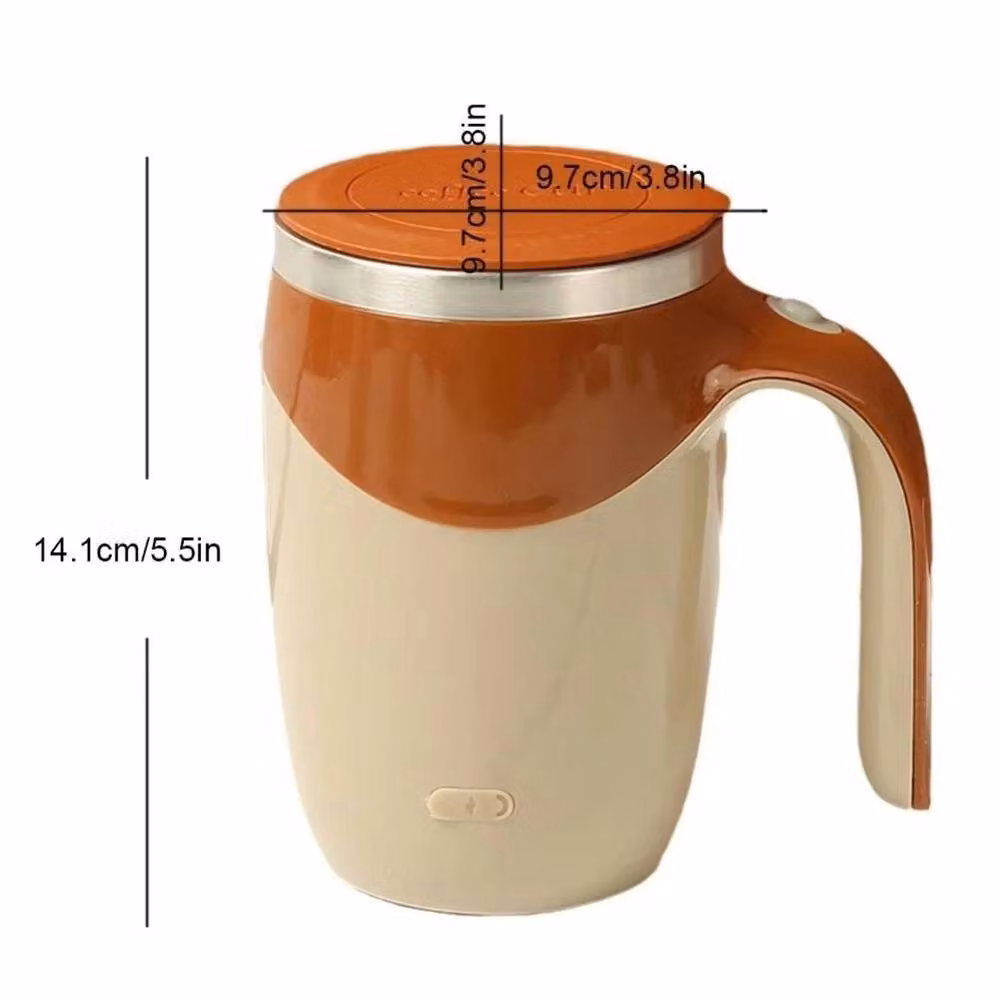 KORVIXA Rechargeable Electric Magnetic Mixing Cup in Brown with Stainless Steel – 2
