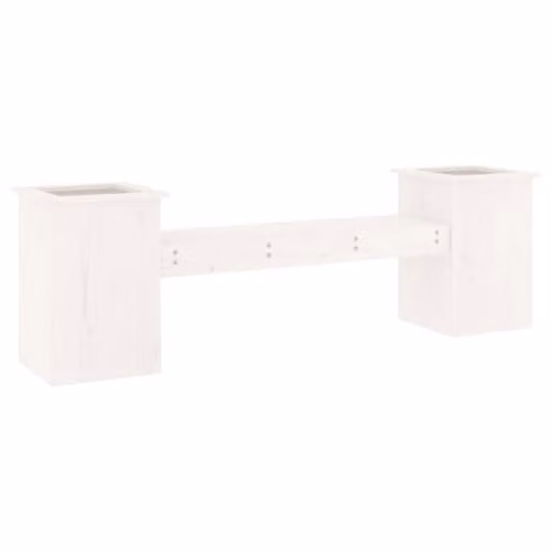 vidaXL White Lacquered Pine Planter Bench, W/D/H: 184.5 x 39.5 x 56.5 cm