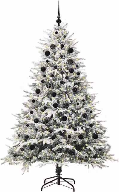 Berkfield Home Realistic Artificial Pre-lit Christmas Tree with Ball Set, Green, Height: 210 cm