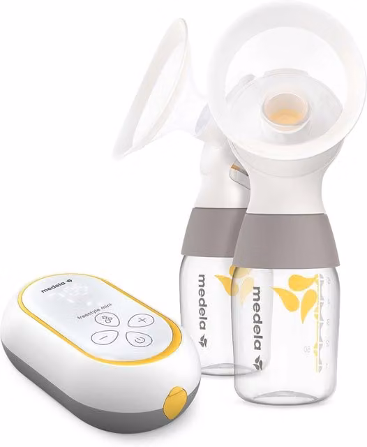 Medela Freestyle Mini Classic Double Electric Breast Pump, White and Yellow, Wearable and Rechargeable
