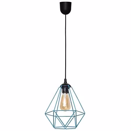 Netlighting Karo Wire Frame Pendant Ceiling Light in Black and Turquoise, Diameter: 24 cm