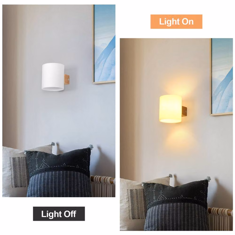 COMELY Wooden LED Indoor Wall Lamp with Glass Shade in Walnut and White – 4