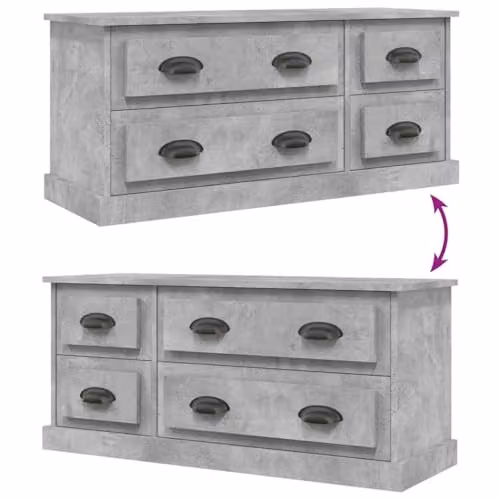 vidaXL Modern TV Cabinet and Media Unit in Concrete Grey Engineered Wood with Drawer, W/D/H: 100 x 35.5 x 45 cm – 3
