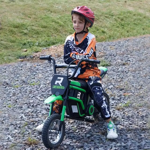 HOMCOM 24V Kids Electric Motorbike with Twist Grip Throttle, Music and Horn, Green