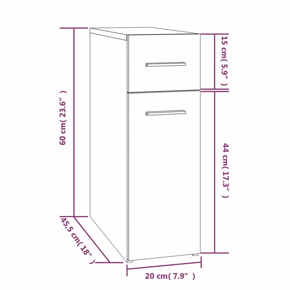 Berkfield Home Apothecary Cabinet in Grey, W/D/H: 45.5 x 20 x 60 cm – 3