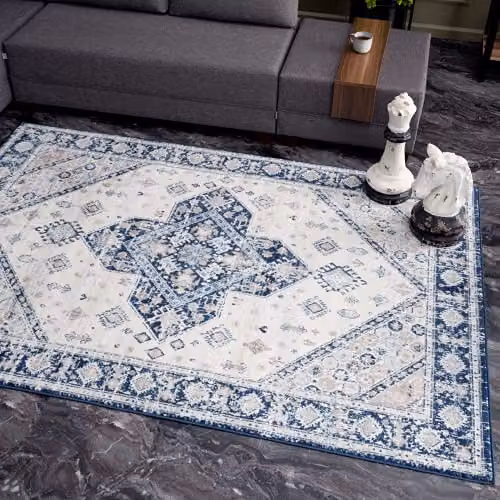 The Rugs Vintage Oriental Area Rug in Blue, Beige and Brown, W/D/H: 120 x 170 cm